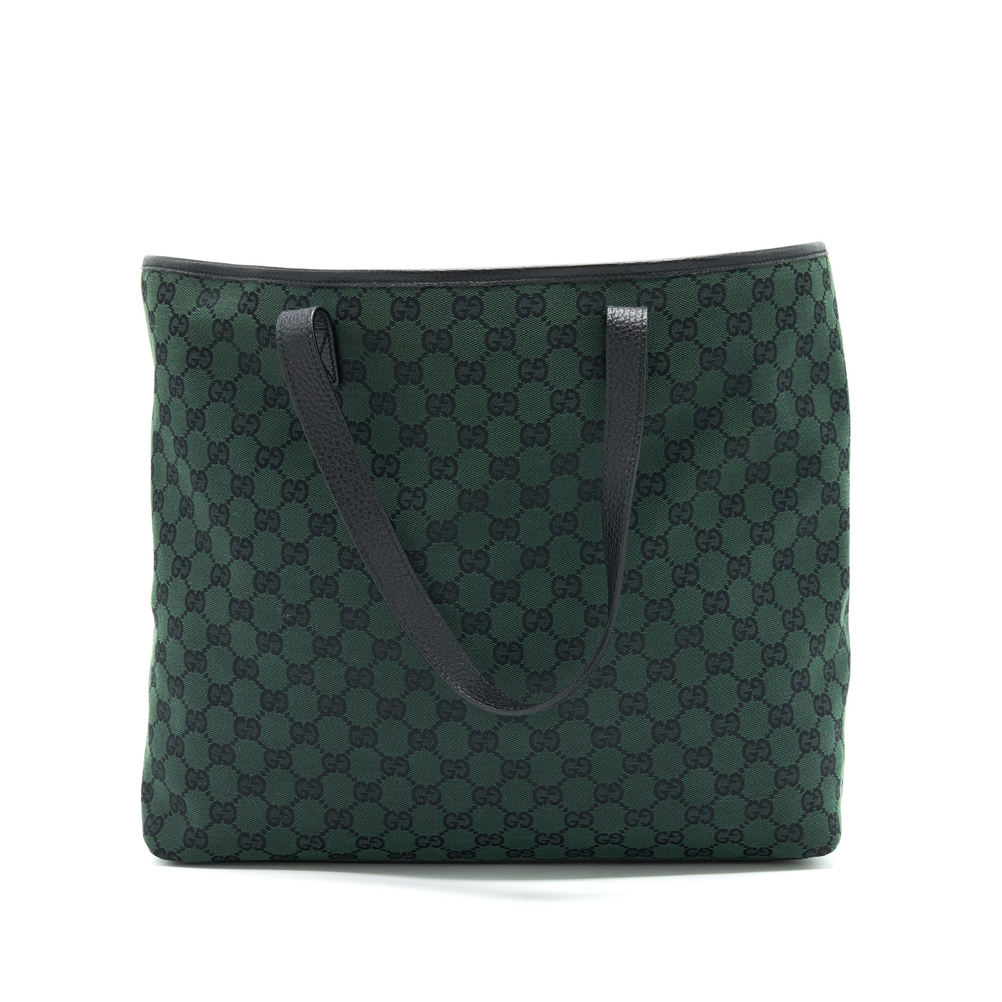 gucci-gf-canvas-shopping-bag-dark-green-black