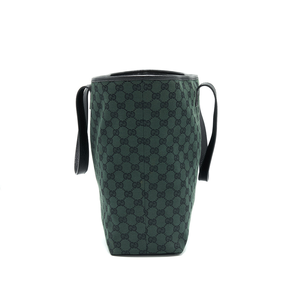 gucci-gf-canvas-shopping-bag-dark-green-black