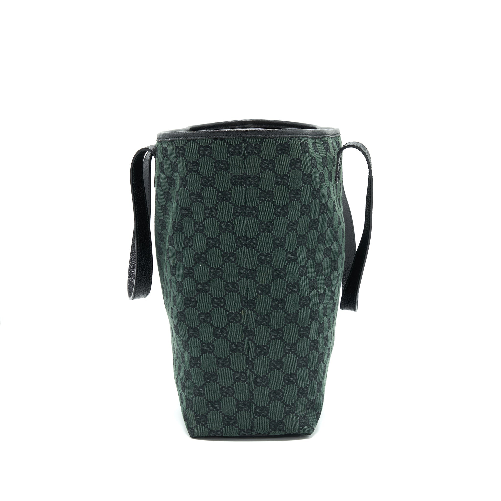 gucci-gf-canvas-shopping-bag-dark-green-black