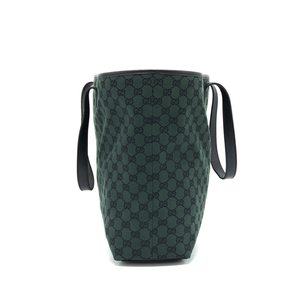 gucci-gf-canvas-shopping-bag-dark-green-black