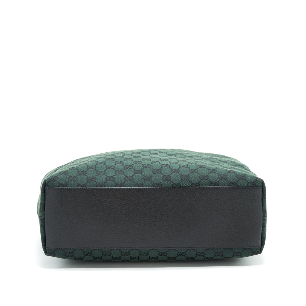 gucci-gf-canvas-shopping-bag-dark-green-black