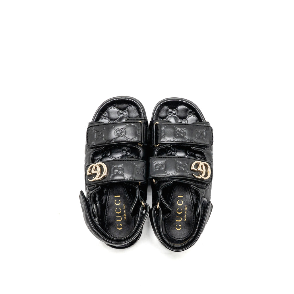 gucci-size-37-5-double-g-sandals-calfskin-black-lghw
