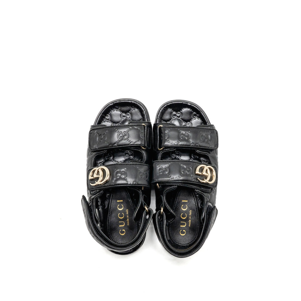 gucci-size-37-5-double-g-sandals-calfskin-black-lghw