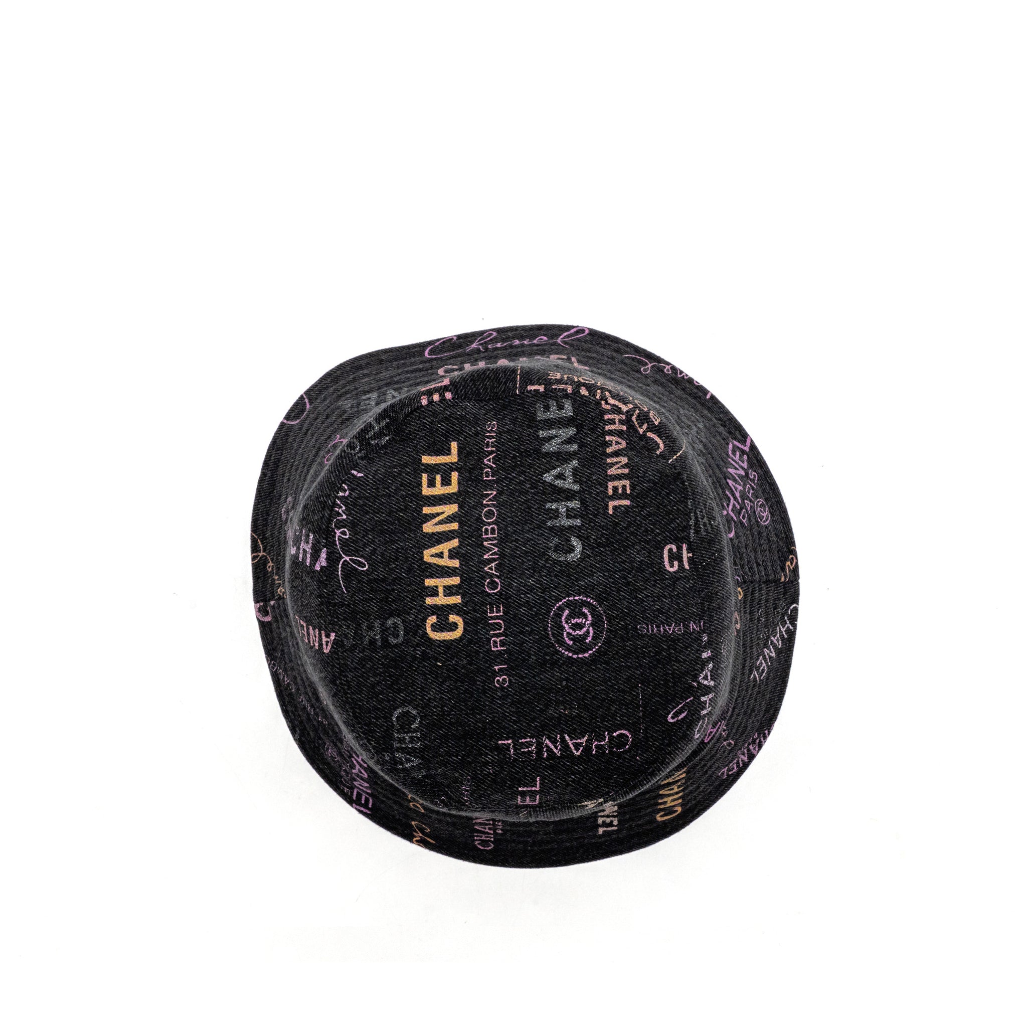chanel-size-m-logo-print-denim-bucket-hat-black-multicolour