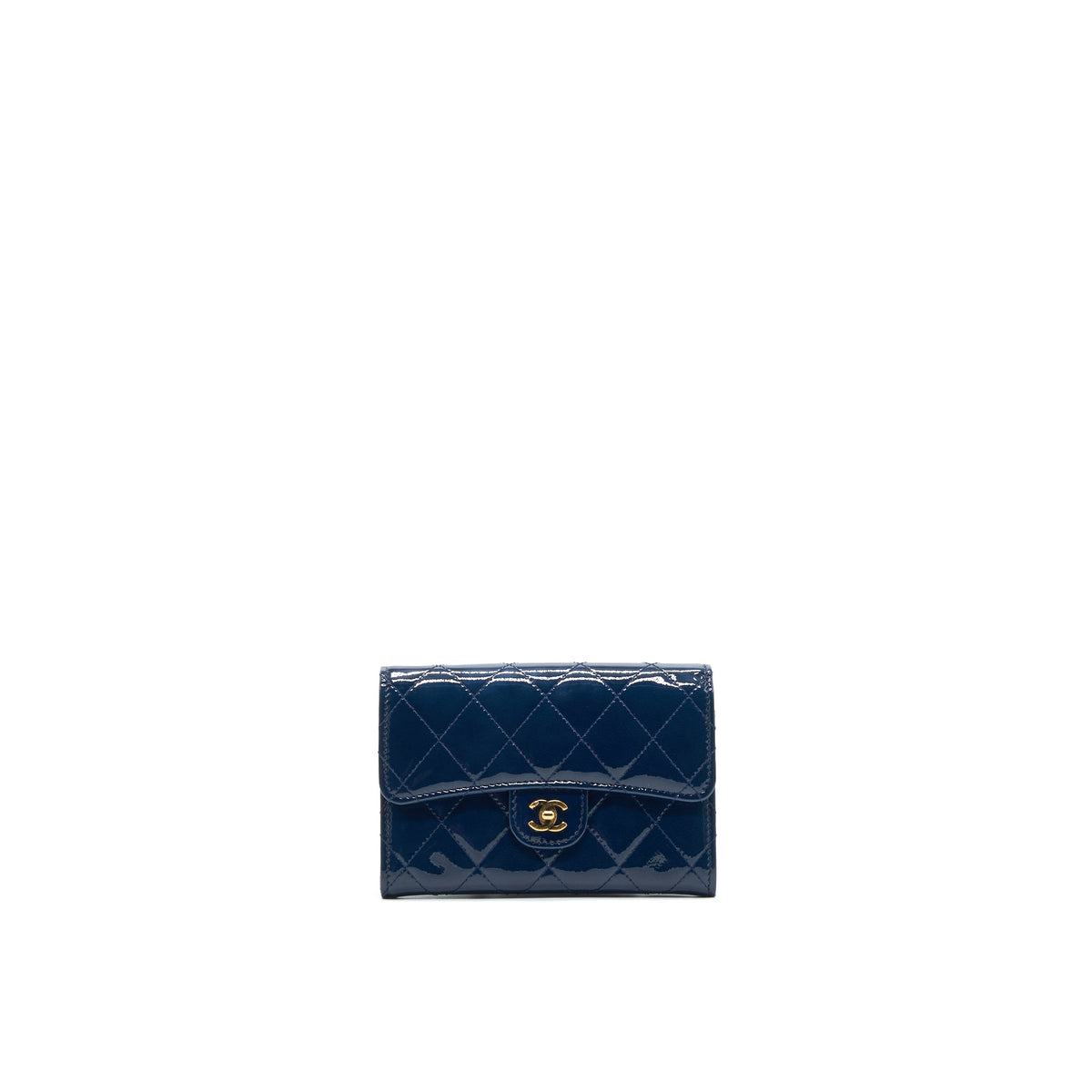 chanel-patent-leather-flap-wallet-navy