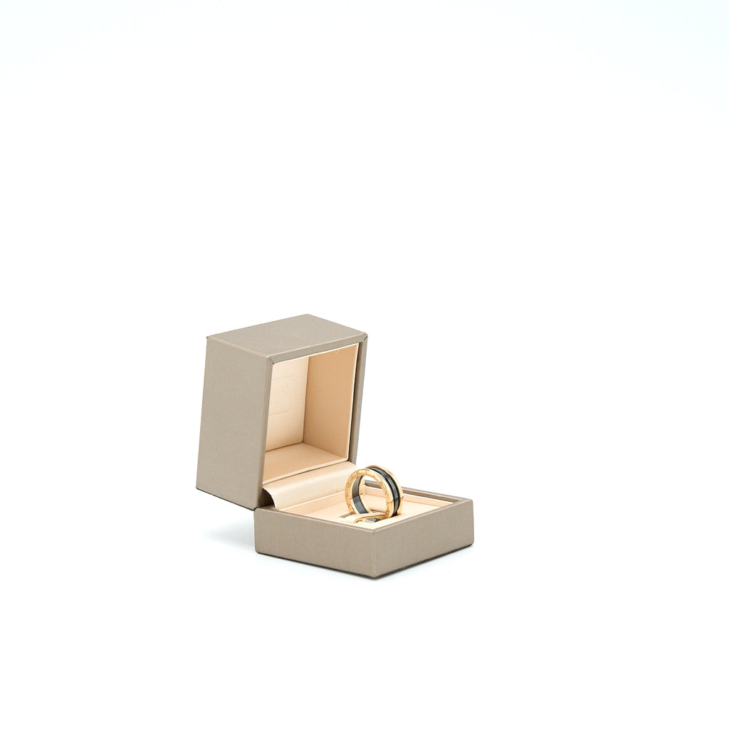 BVLGARI B.ZERO1 TWO BAND RING ROSE GOLD WITH MATT BLACK CERAMIC