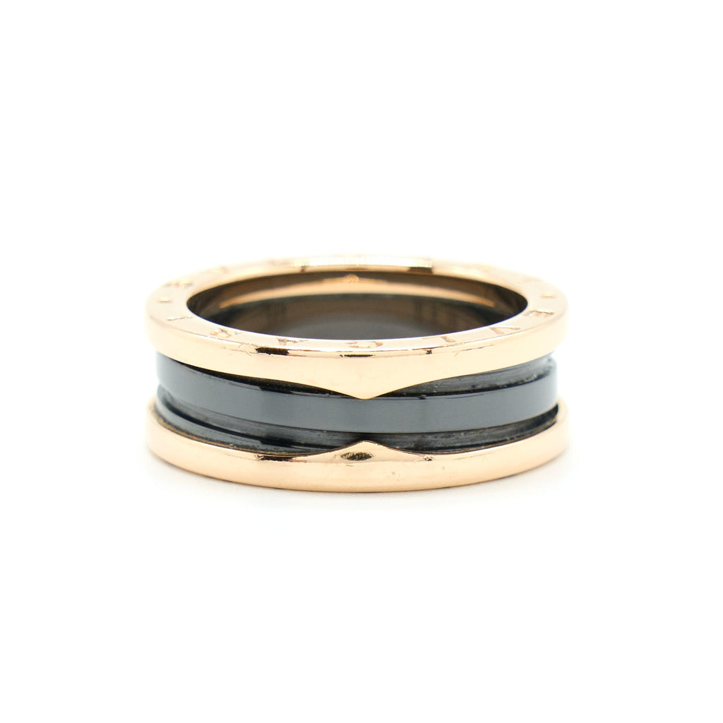 BVLGARI B.ZERO1 TWO BAND RING ROSE GOLD WITH MATT BLACK CERAMIC