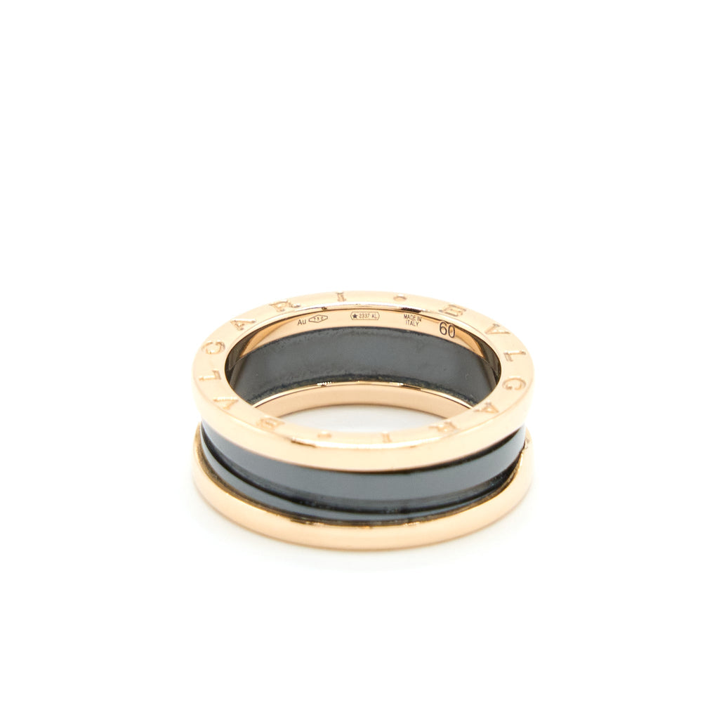 BVLGARI B.ZERO1 TWO BAND RING ROSE GOLD WITH MATT BLACK CERAMIC
