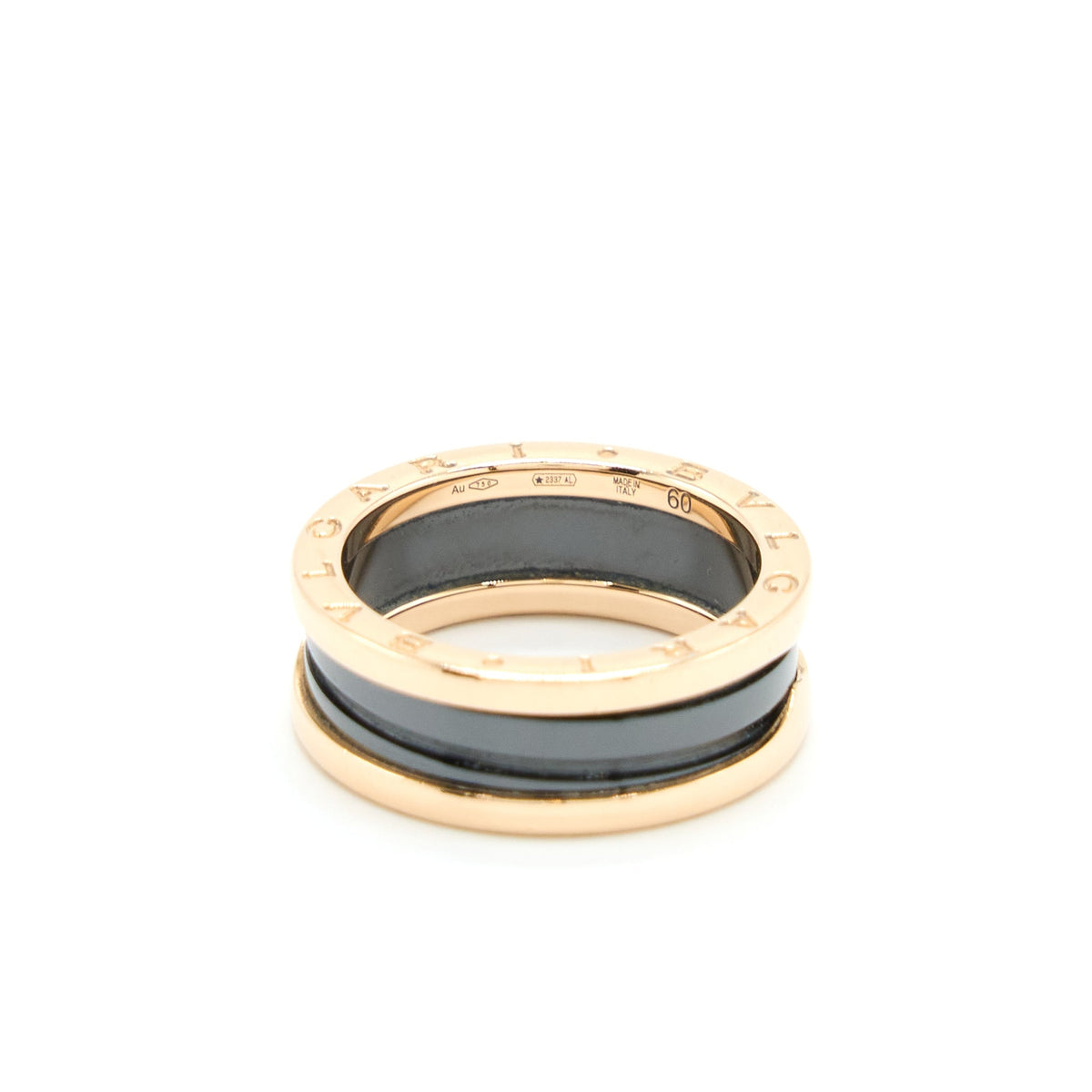 BVLGARI B.ZERO1 TWO BAND RING ROSE GOLD WITH MATT BLACK CERAMIC