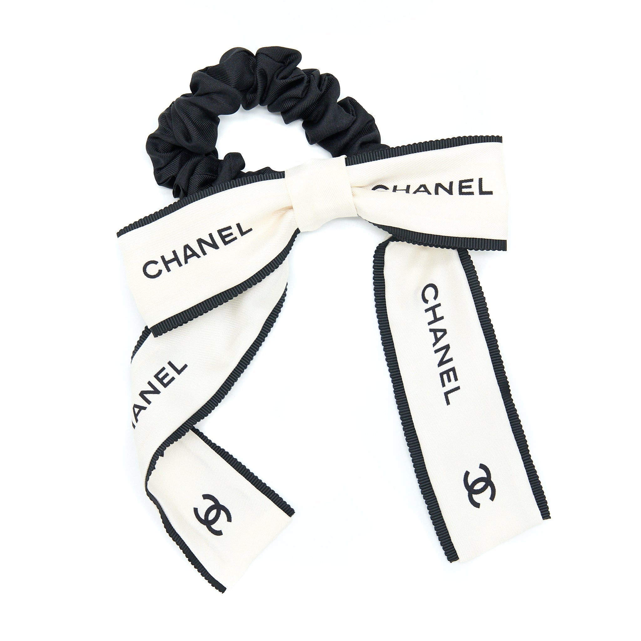 chanel-22b-hair-tie-silk-twill-ecru-black