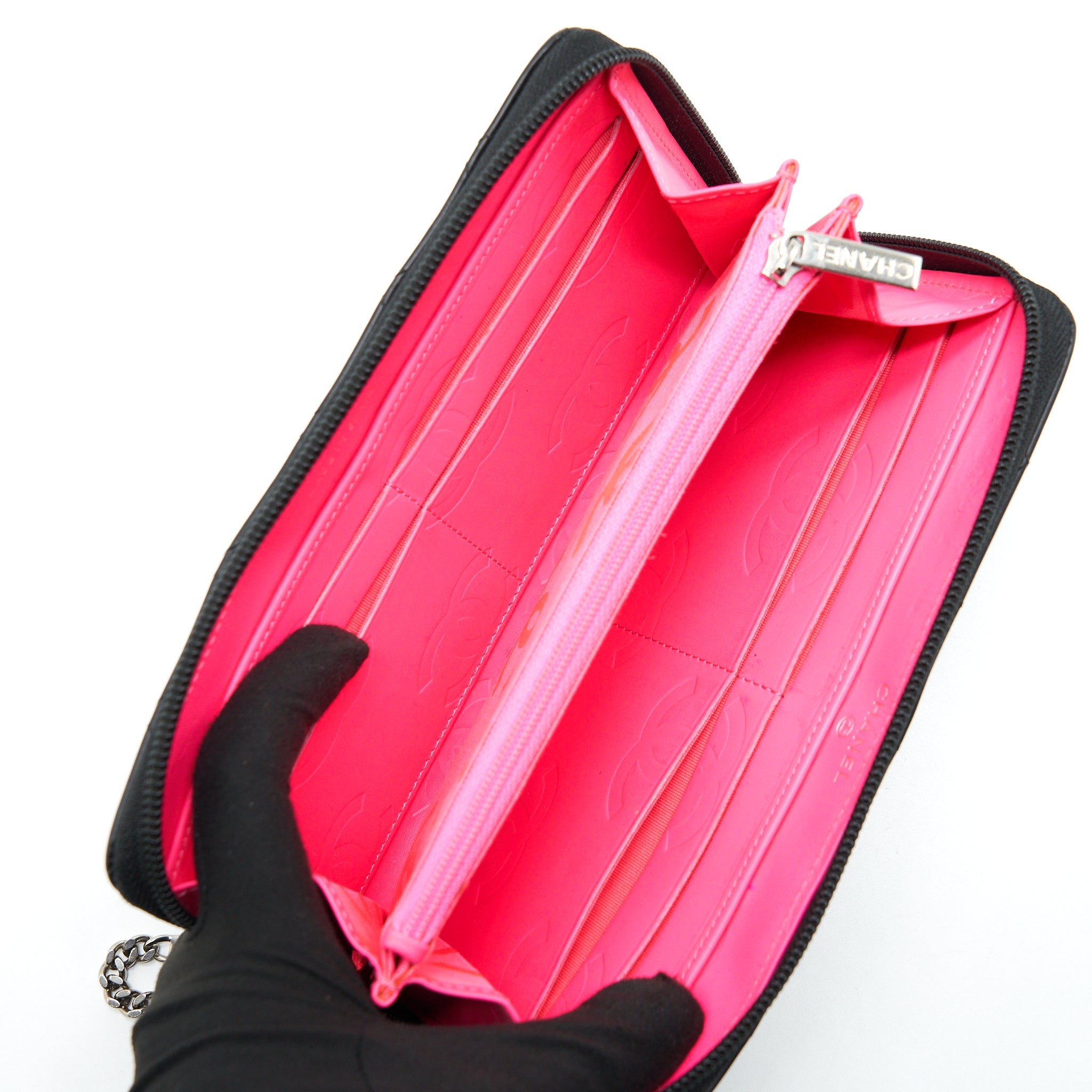 chanel-cambon-long-zipper-wallet-calfskin-black-pink-shw