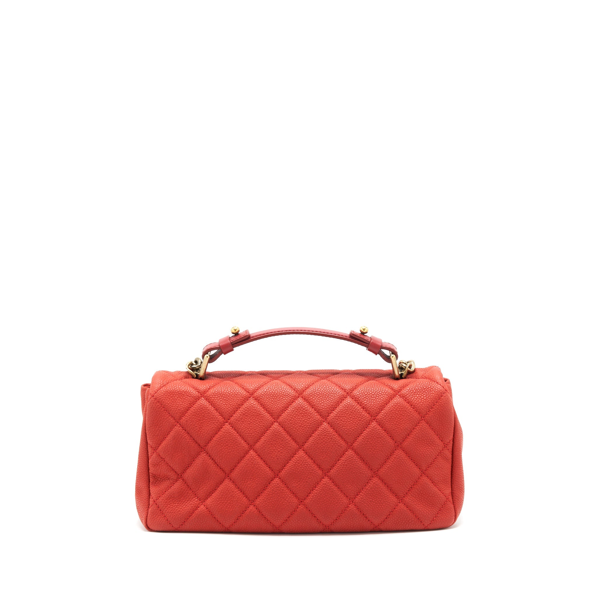 chane-grained-calfskin-top-handle-rectangular-flap-bag-red-ghw
