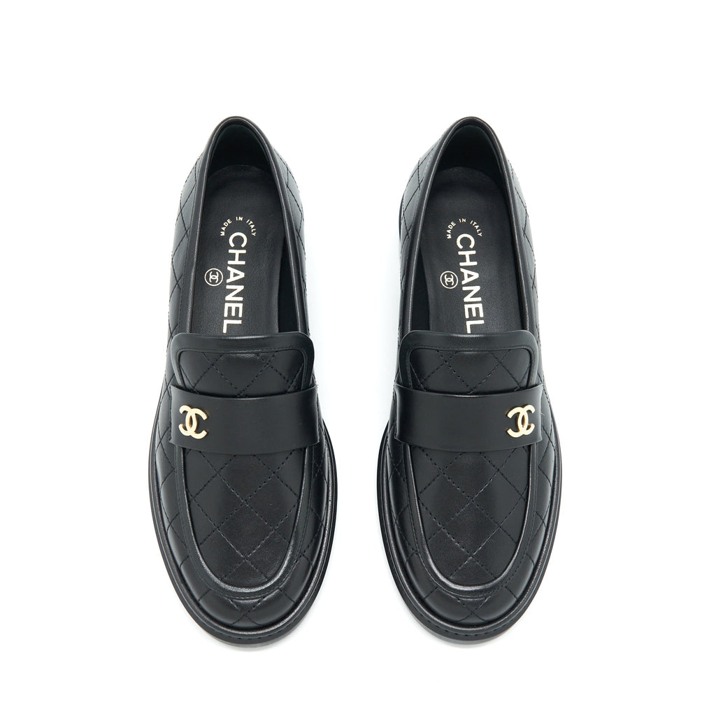 chanel-size-37-quilted-leather-with-cc-logo-loafer-black-lghw