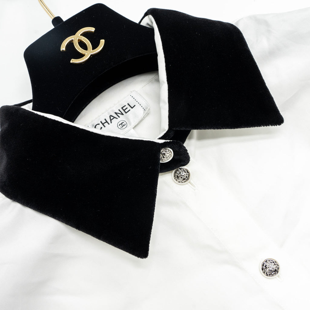 chanel-22b-size-38-blouse-shirt-white-black
