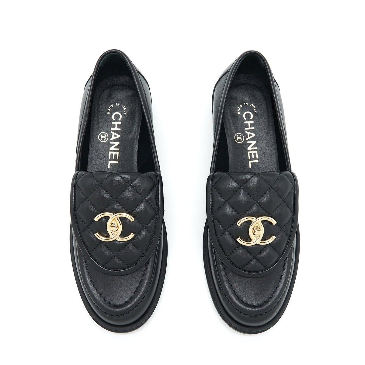 chanel-size-37-22s-quilted-cc-logo-loafer-black-lghw