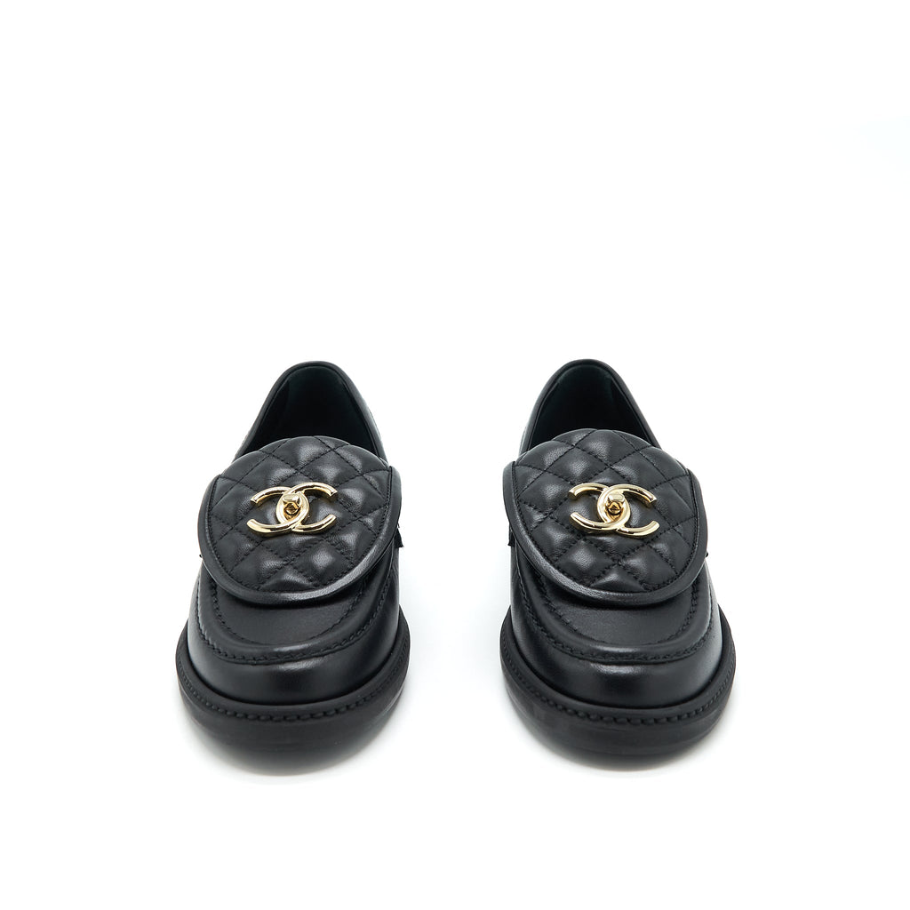 chanel-size-37-22s-quilted-cc-logo-loafer-black-lghw