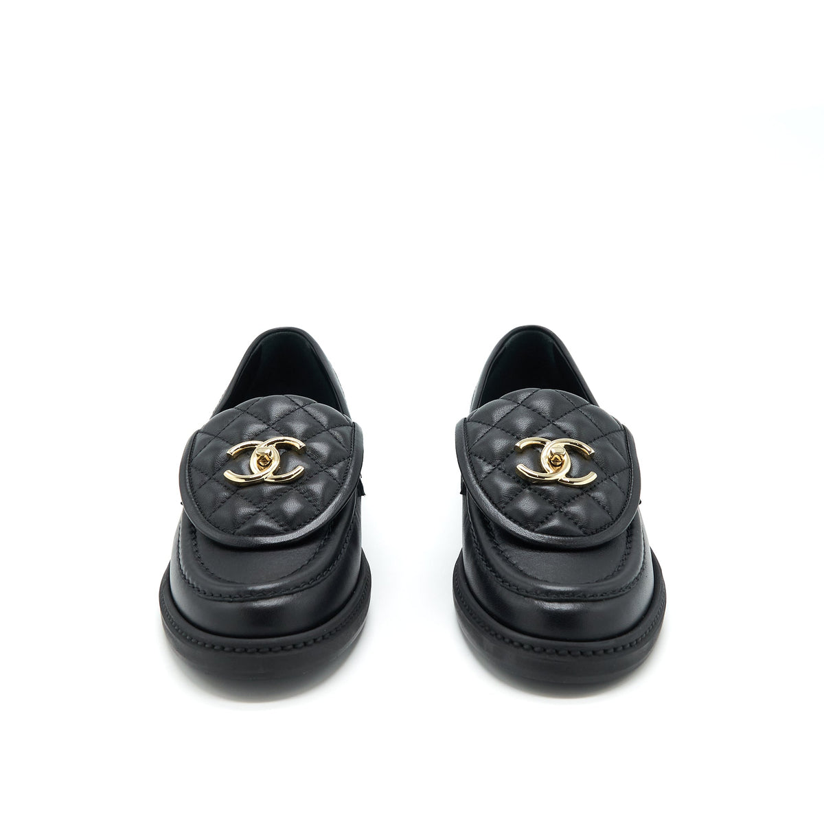 chanel-size-37-22s-quilted-cc-logo-loafer-black-lghw