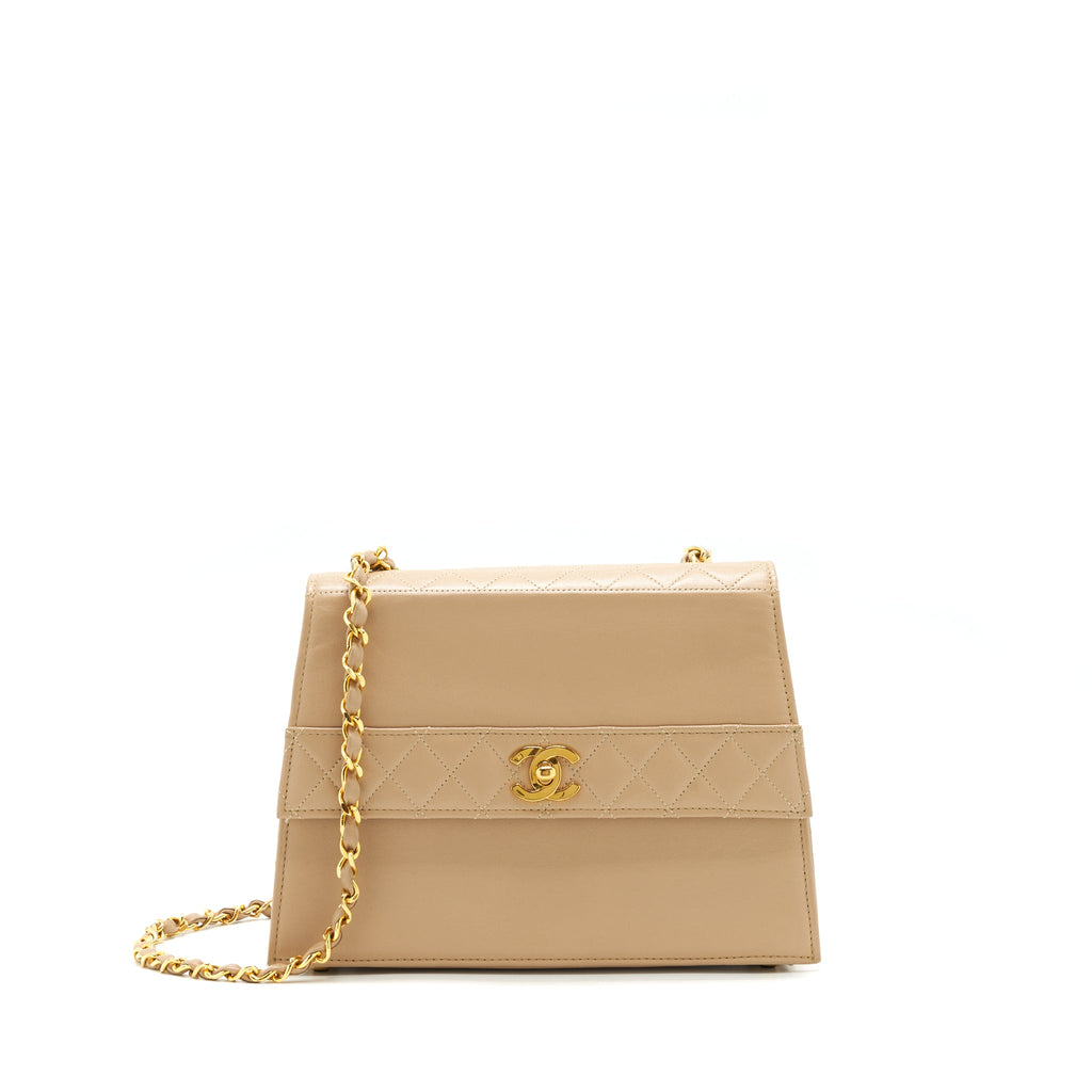 chanel-vintage-single-flap-bag-cross-body-lambskin-beige-ghw