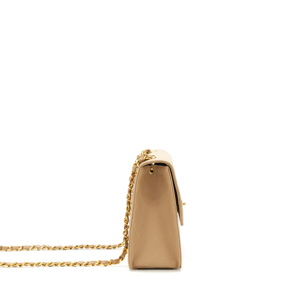chanel-vintage-single-flap-bag-cross-body-lambskin-beige-ghw
