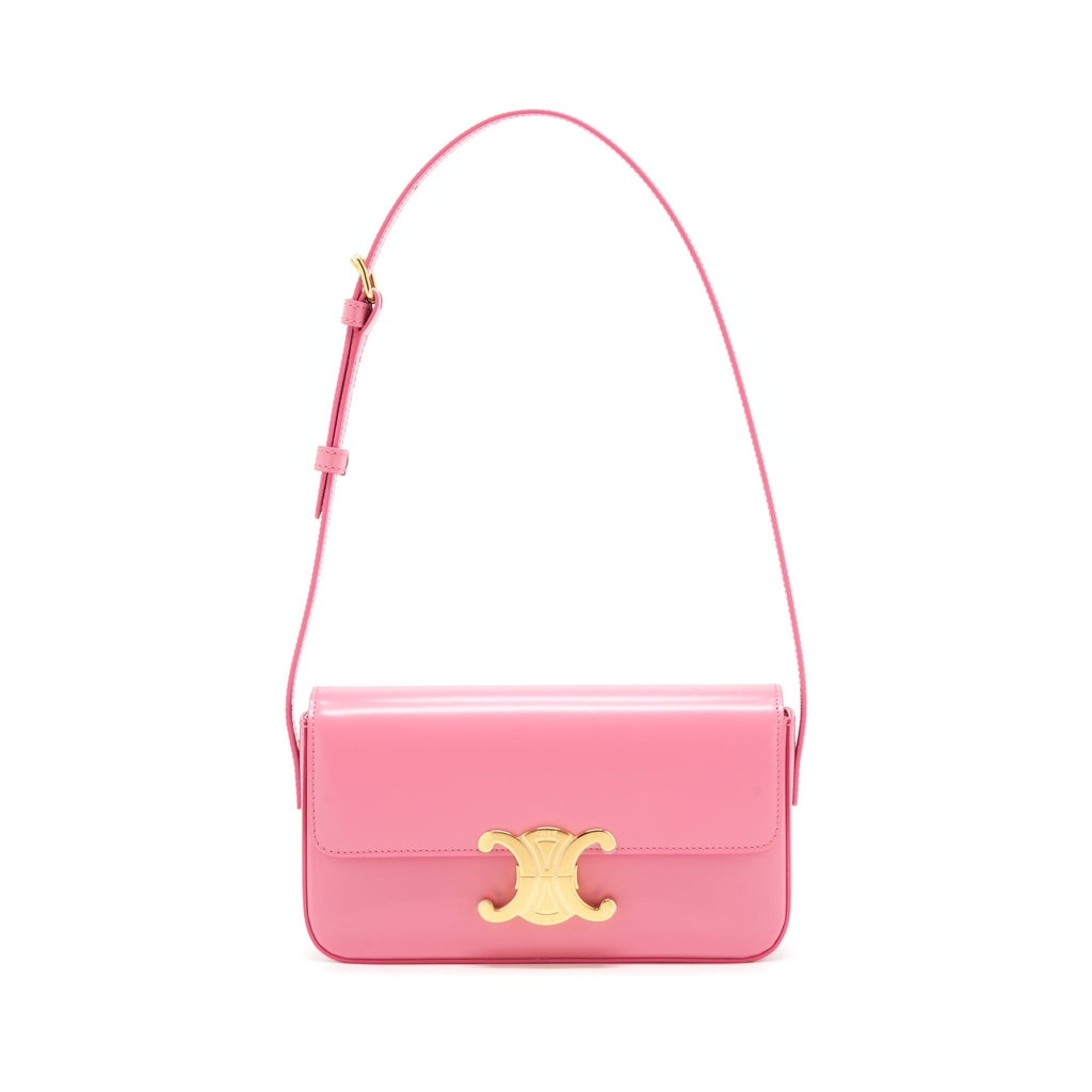 celine-triomphe-shoulder-bag-shiny-calfskin-flamingo