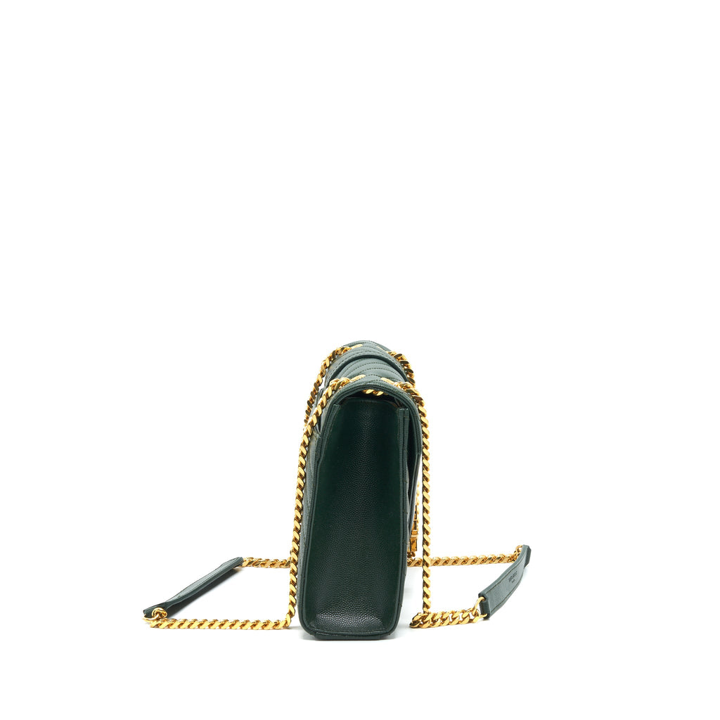 saint-laurent-chevron-monogram-flap-bag-dark-green-ghw
