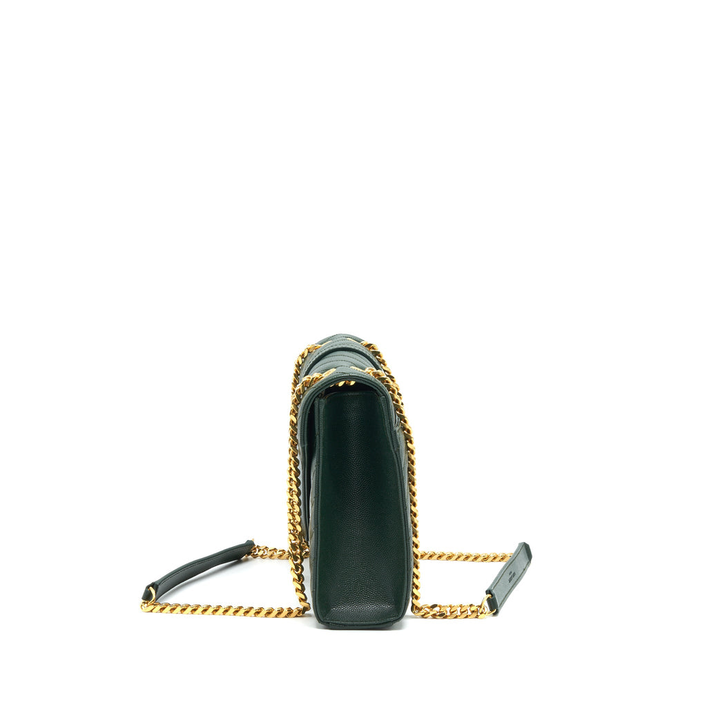 saint-laurent-chevron-monogram-flap-bag-dark-green-ghw