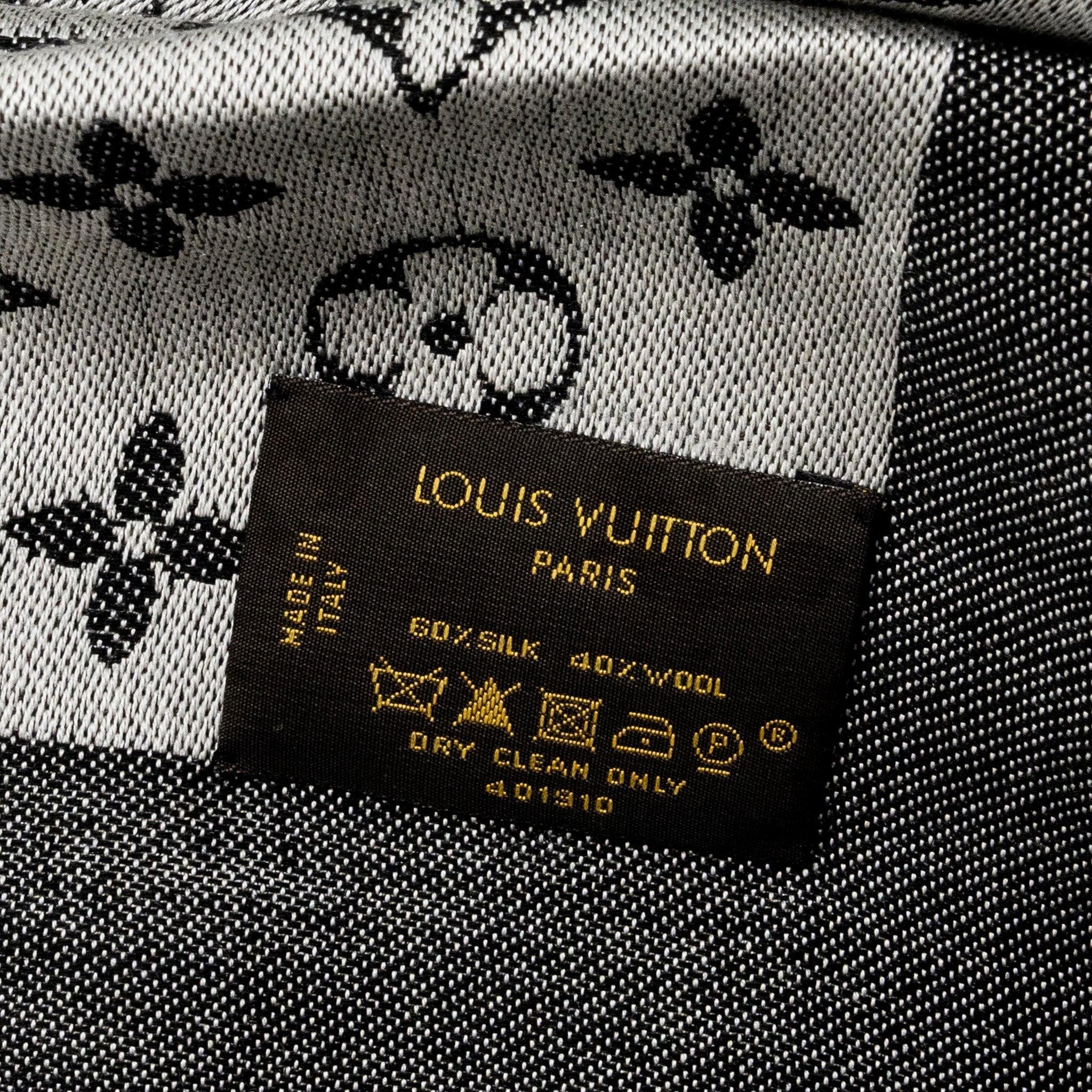 louis-vuitton-monogram-scarf-silk-wool-black-grey