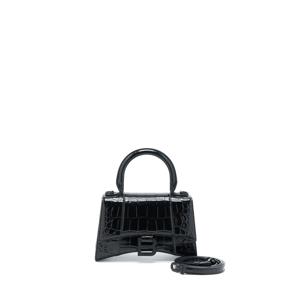 balenciaga-hourglass-xs-croc-embossed-leather-black-with-black-hardware