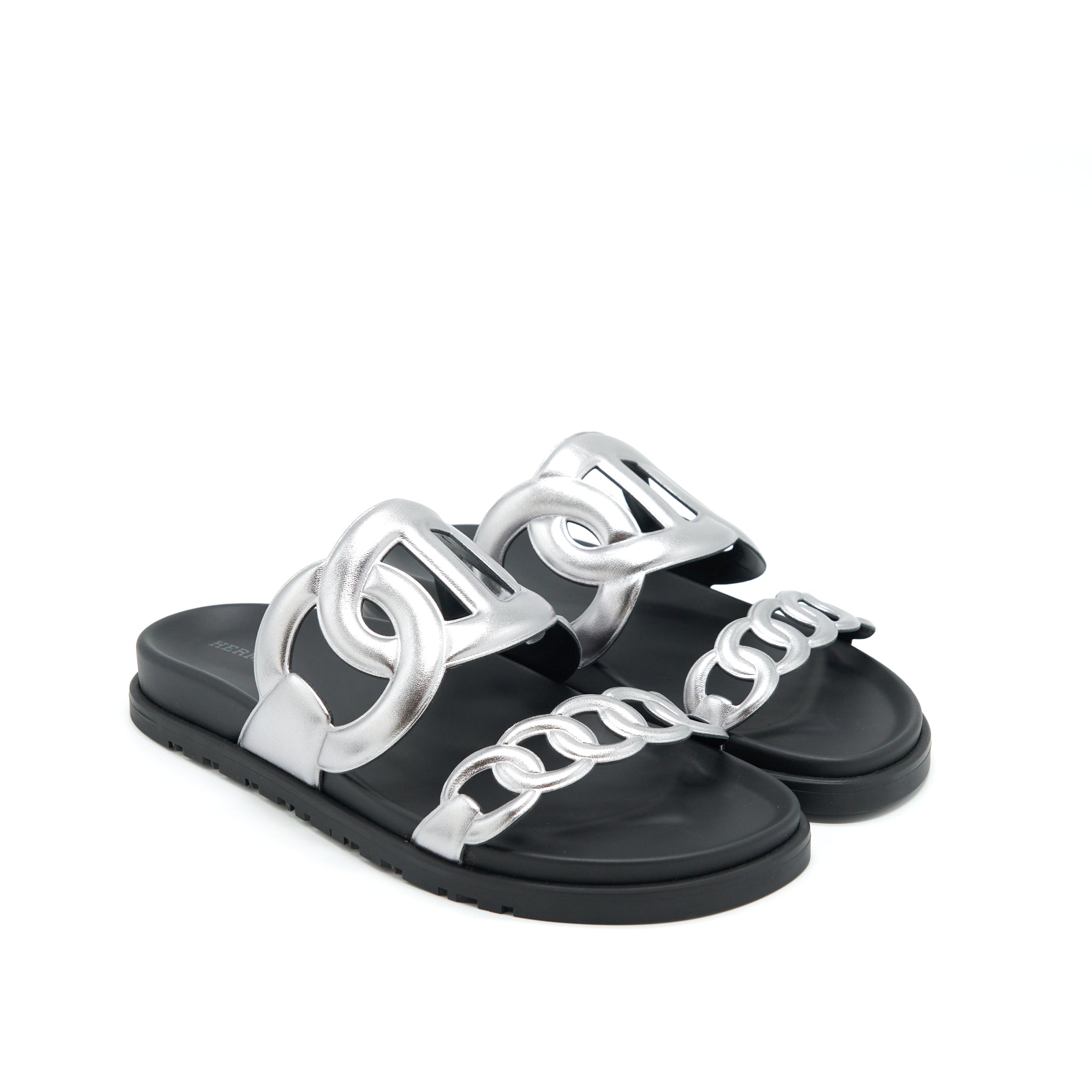 hermes-size-38-sandals-extra-silver-black