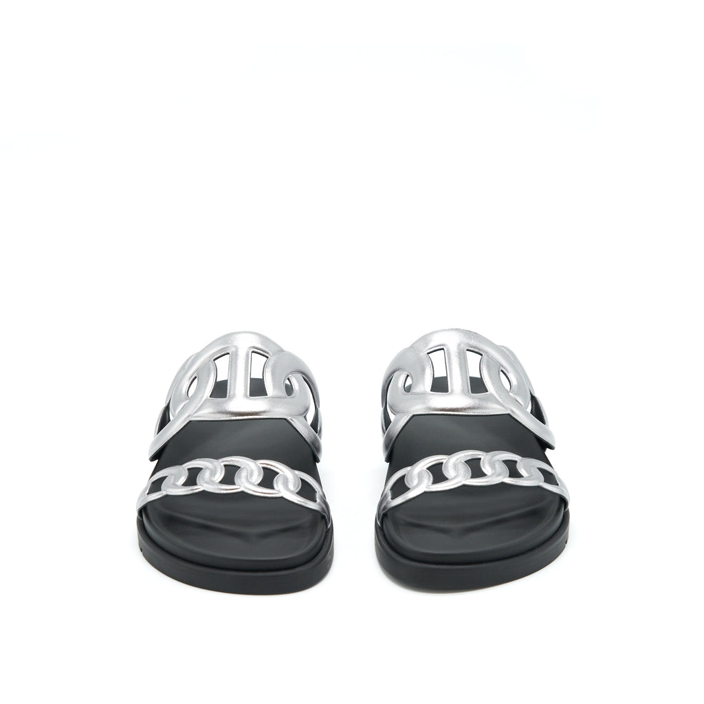 hermes-size-38-sandals-extra-silver-black