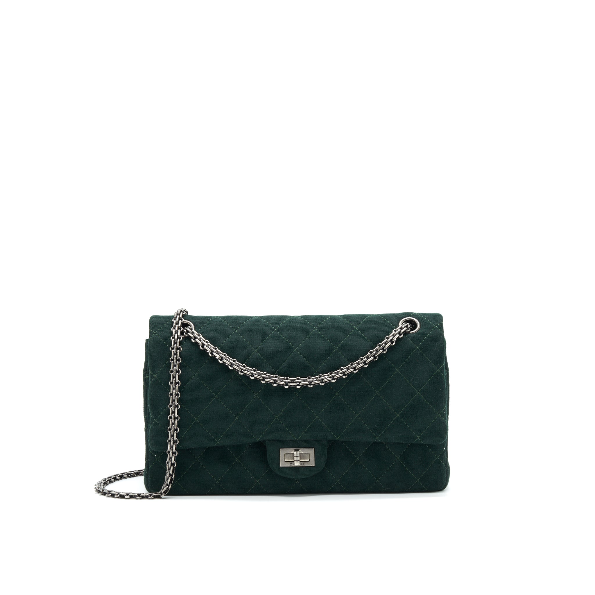 chanel-reissue-2-55-226-flap-bag-fabric-dark-green-shw