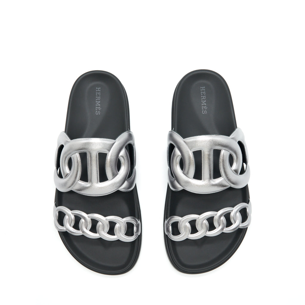hermes-size-38-sandals-extra-silver-black