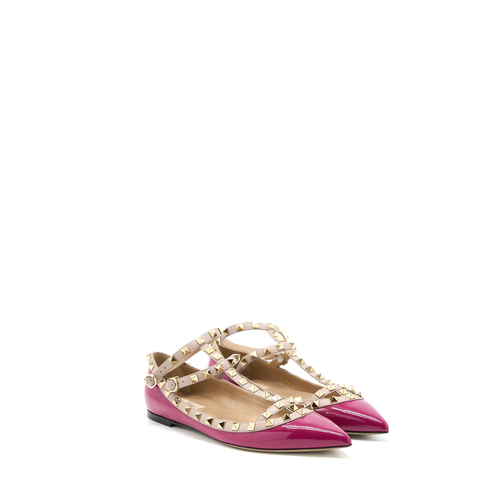 valentino-size-38-5-garavani-rockstud-ballet-flat-caged-patent-pink-lghw