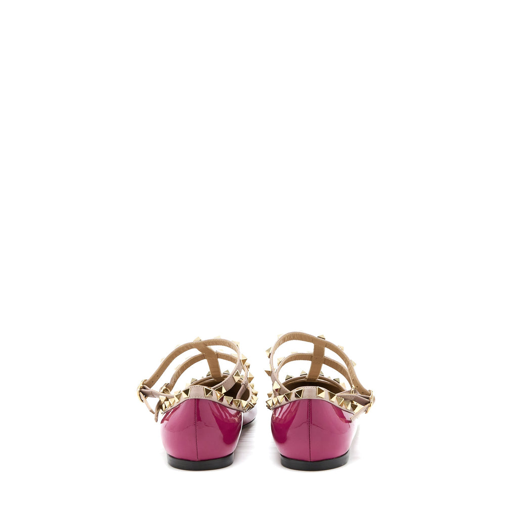valentino-size-38-5-garavani-rockstud-ballet-flat-caged-patent-pink-lghw