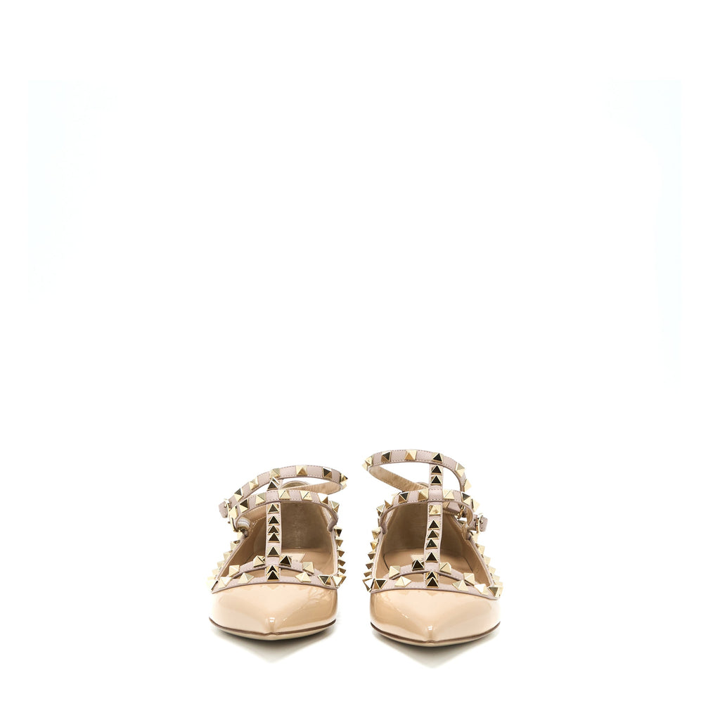 valentino-size-38-garavani-rockstud-ballet-flat-caged-patent-beige-lghw