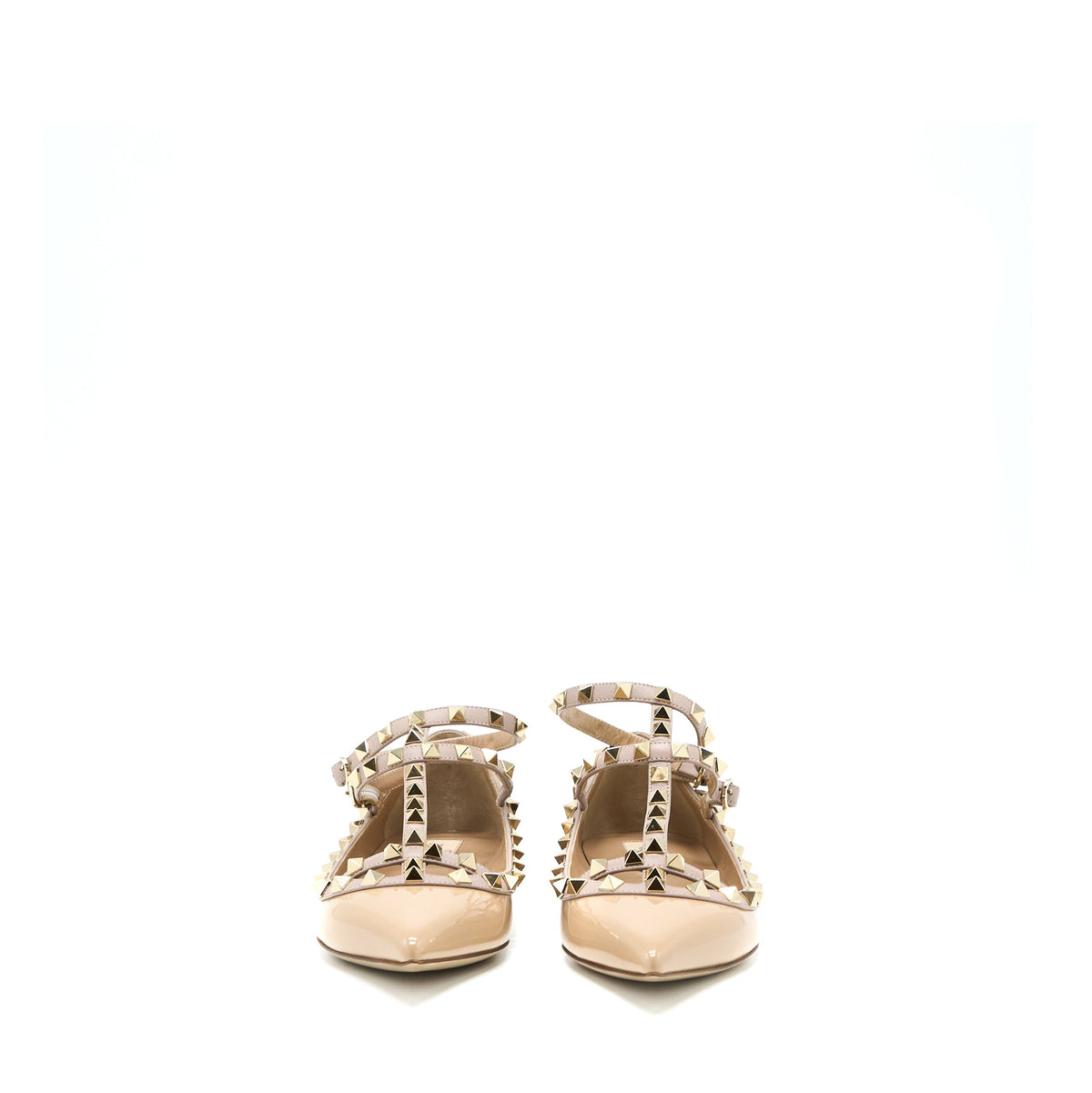 valentino-size-38-garavani-rockstud-ballet-flat-caged-patent-beige-lghw