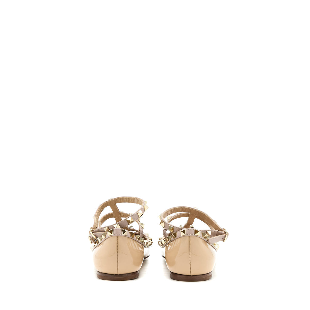 valentino-size-38-garavani-rockstud-ballet-flat-caged-patent-beige-lghw