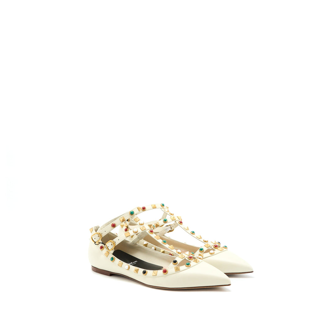 valentino-size-38-5-garavani-rockstud-ballet-flat-lambskin-white-ghw