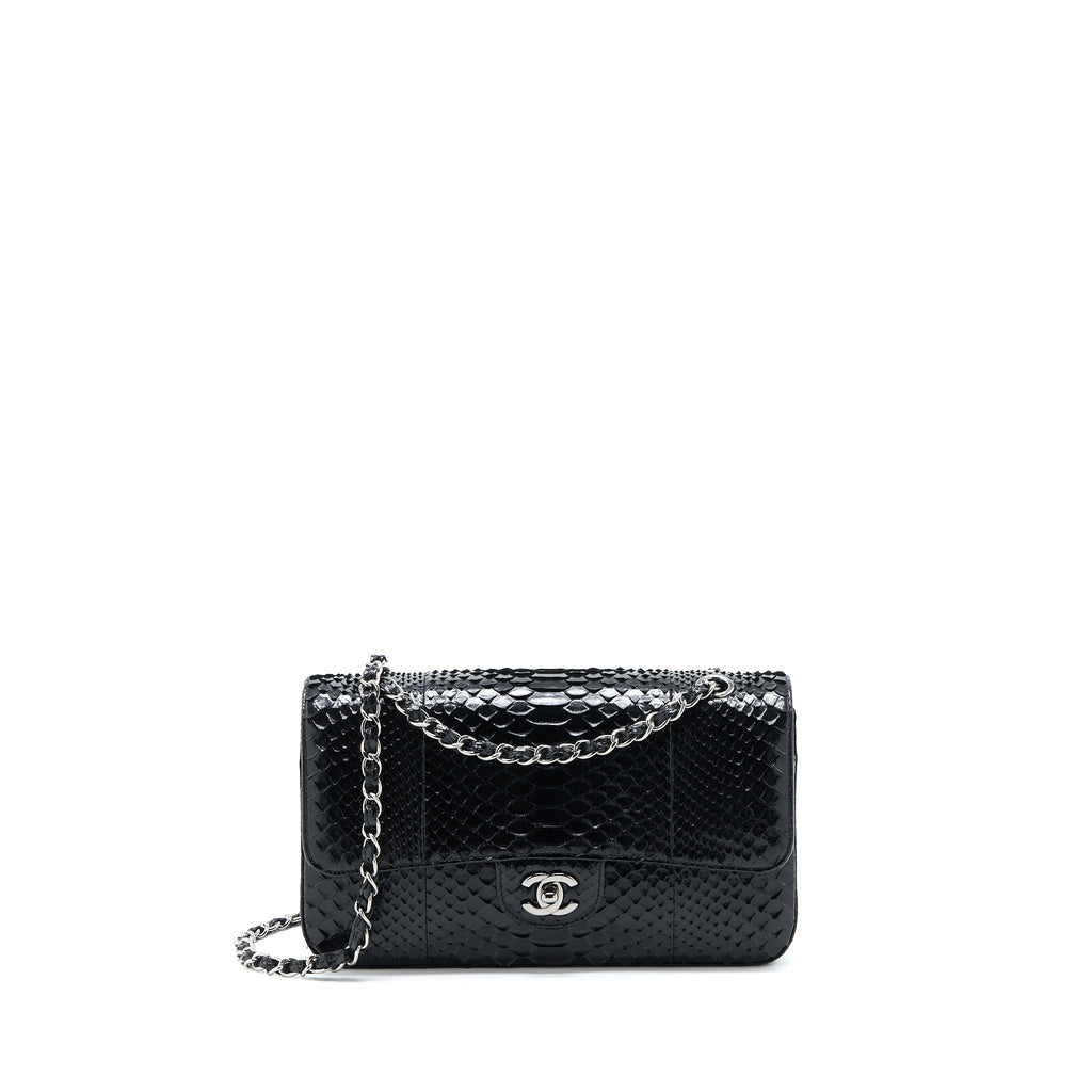 chanel-medium-classic-double-flap-bag-python-black-shw