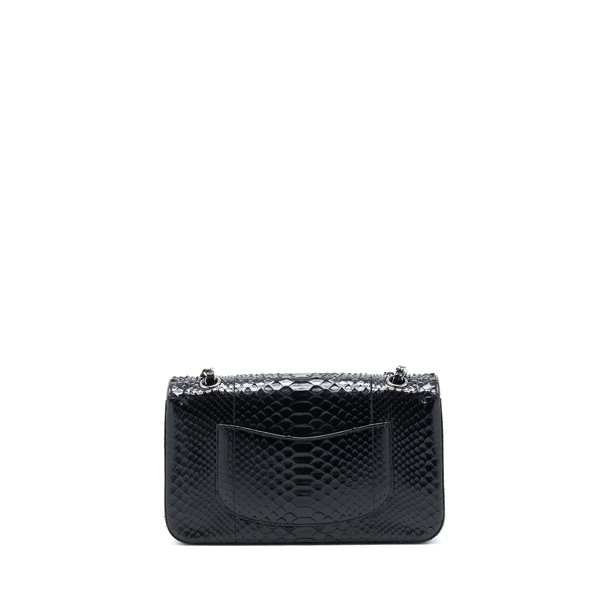 chanel-medium-classic-double-flap-bag-python-black-shw