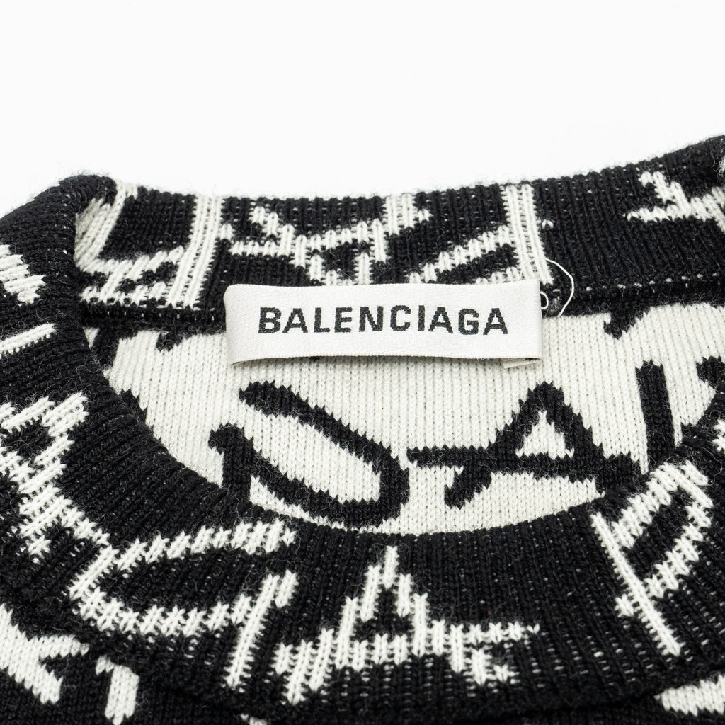 balenciaga-size-m-long-sleeve-sweater-virgin-wool-black-white
