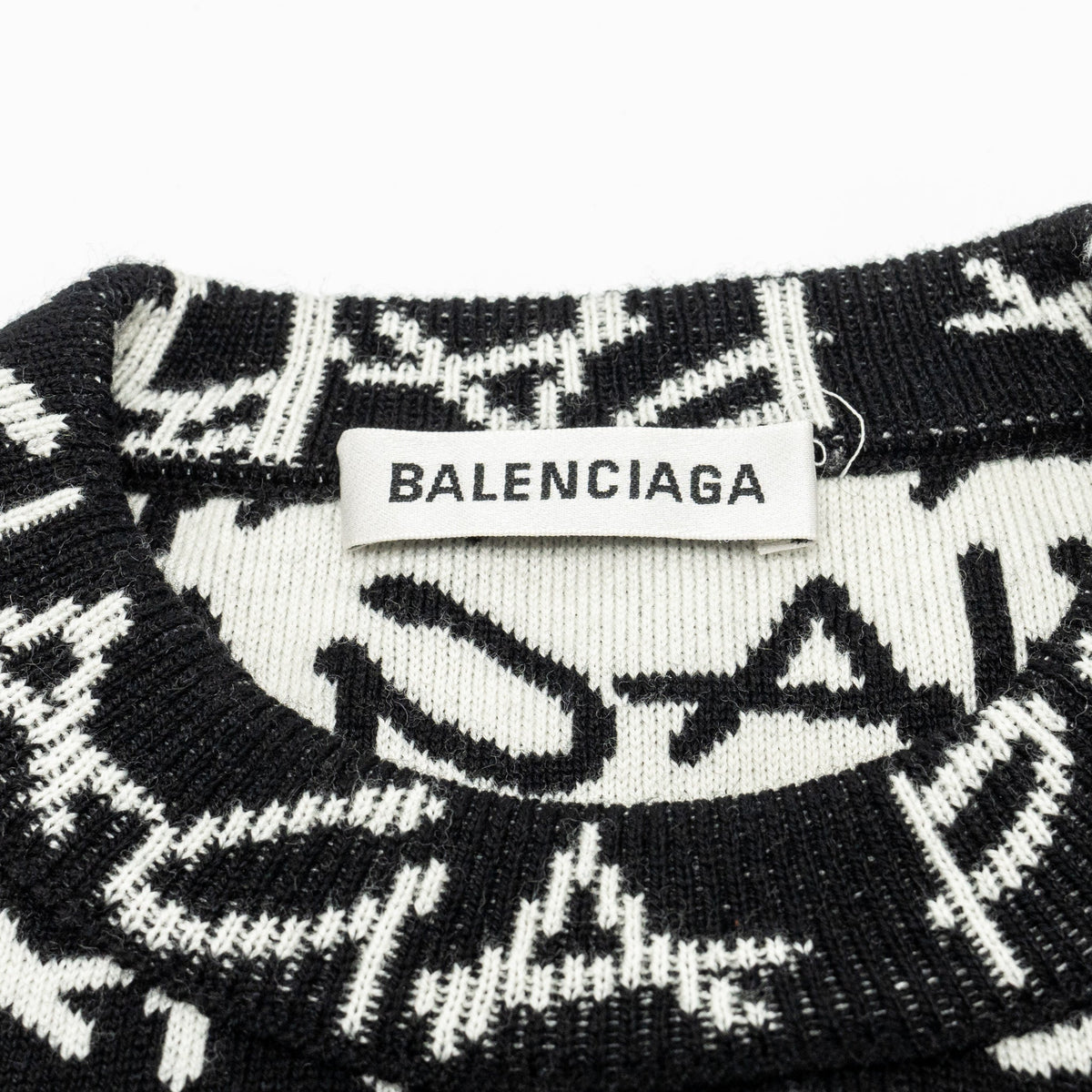 balenciaga-size-m-long-sleeve-sweater-virgin-wool-black-white