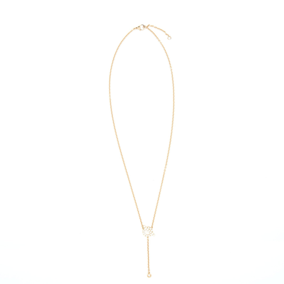 HERMES FINESSE LARIAT NECKLACE ROSE GOLD WITH DIAMONDS
