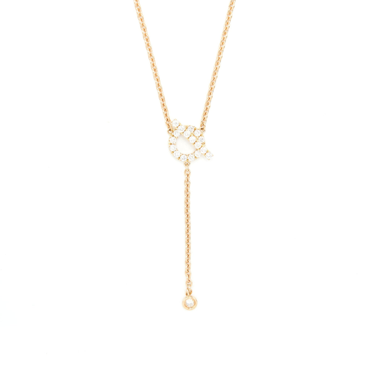HERMES FINESSE LARIAT NECKLACE ROSE GOLD WITH DIAMONDS