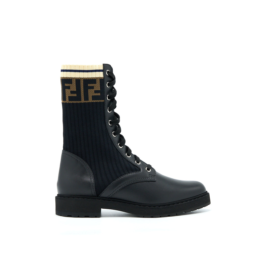 fendi-size-37-black-leather-biker-boots-with-stretch-fabric-shw