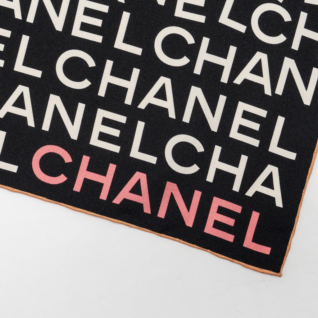 chanel-letter-square-silk-scarf-black-white-pink
