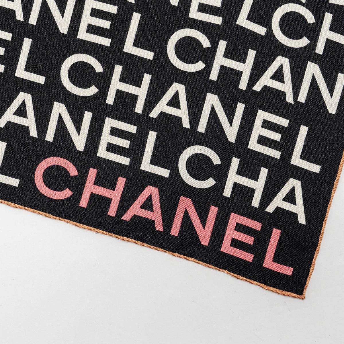 chanel-letter-square-silk-scarf-black-white-pink