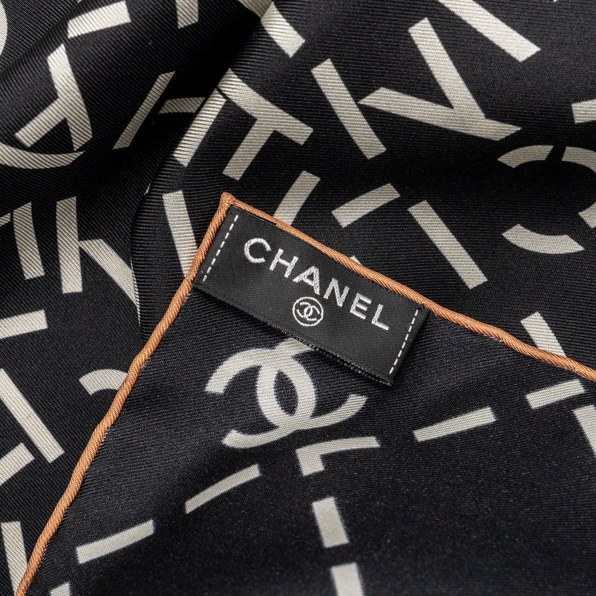 chanel-letter-square-silk-scarf-black-white-pink