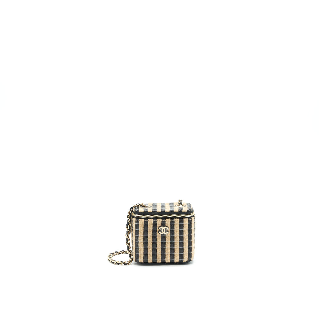 chanel-small-vanity-with-chain-raffia-black-beige-stripe