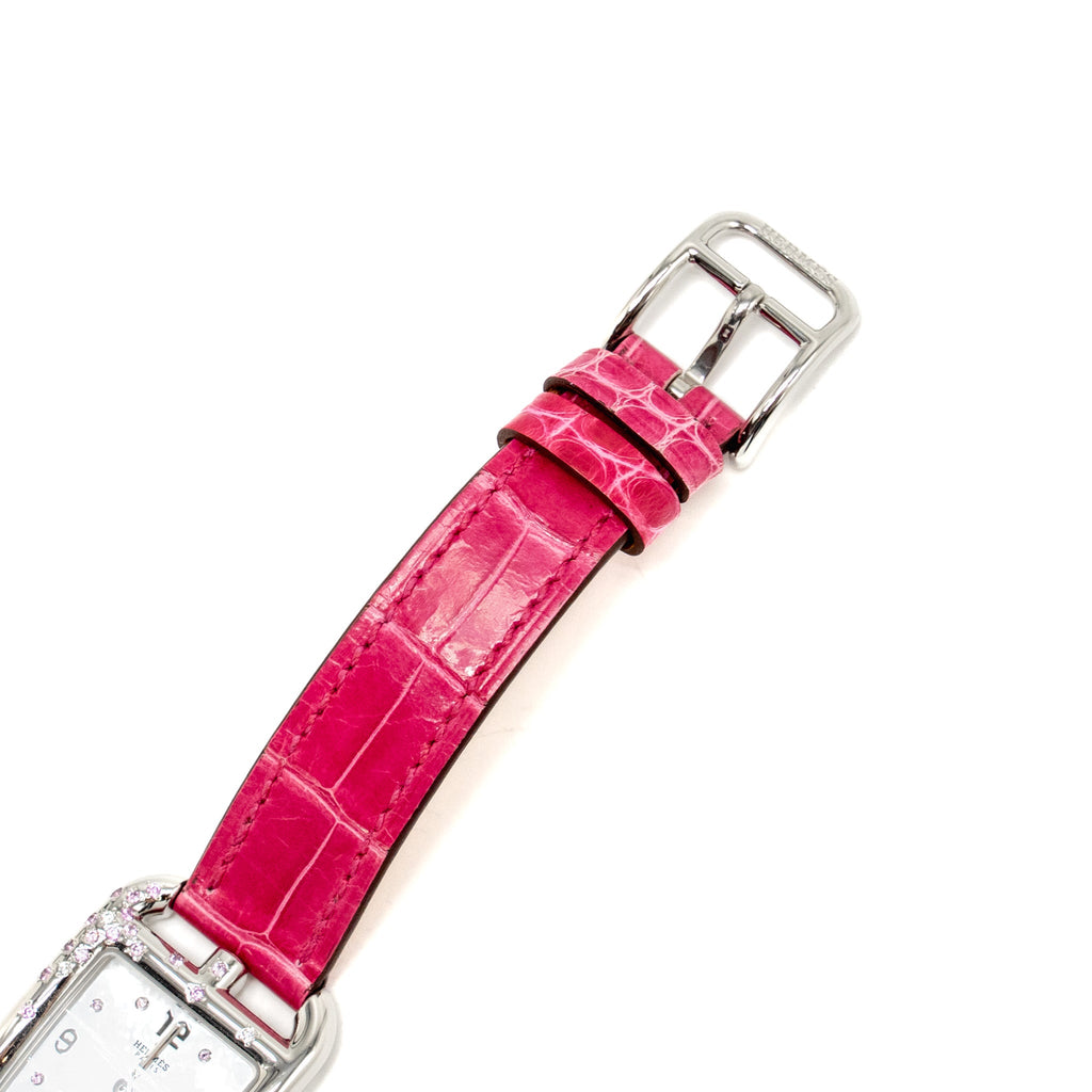 hermes-cape-cod-watch-small-model-31mm-steel-case-mother-of-pearl-dial-with-diamonds-alligator-raspberry-strap-copy